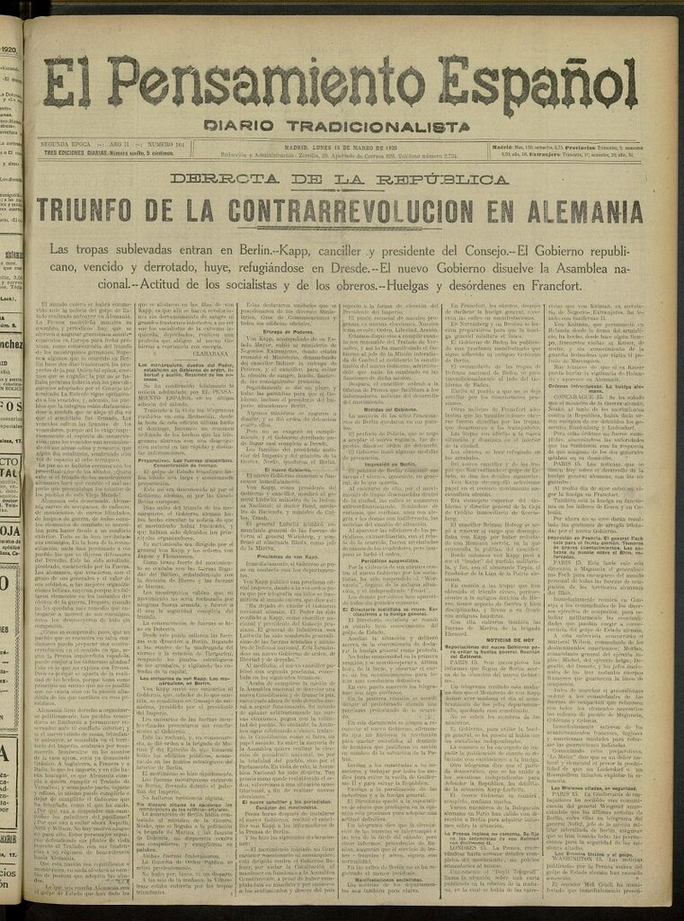 Miniatura de El Pensamiento Español del 15 de marzo de 1920, nº 164