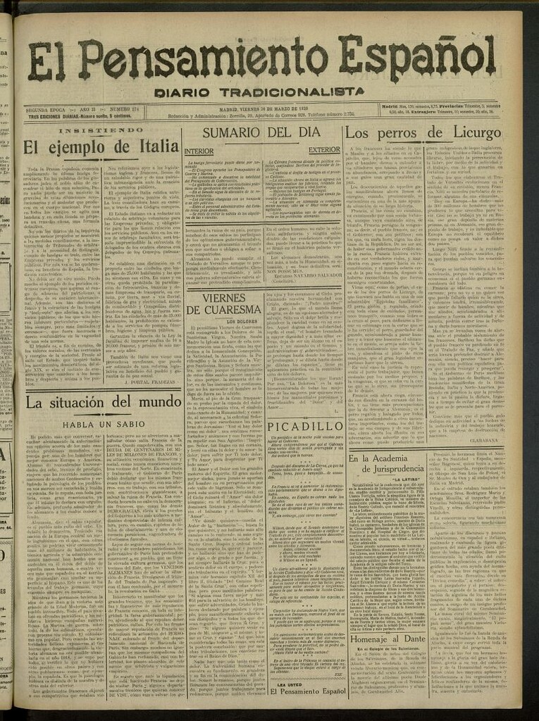 Miniatura de El Pensamiento Español del 26 de marzo de 1920, nº 174