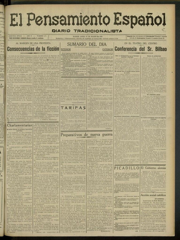 Miniatura de El Pensamiento Español del 29 de marzo de 1920, nº 176