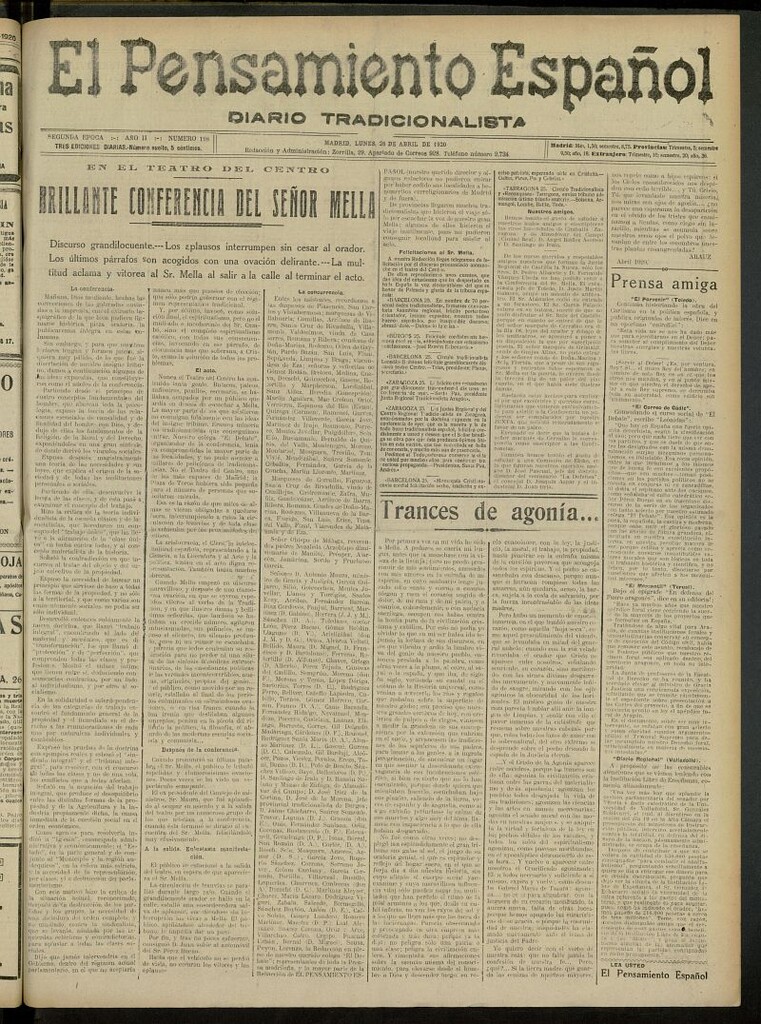 Miniatura de El Pensamiento Español del 26 de abril de 1920, nº 198
