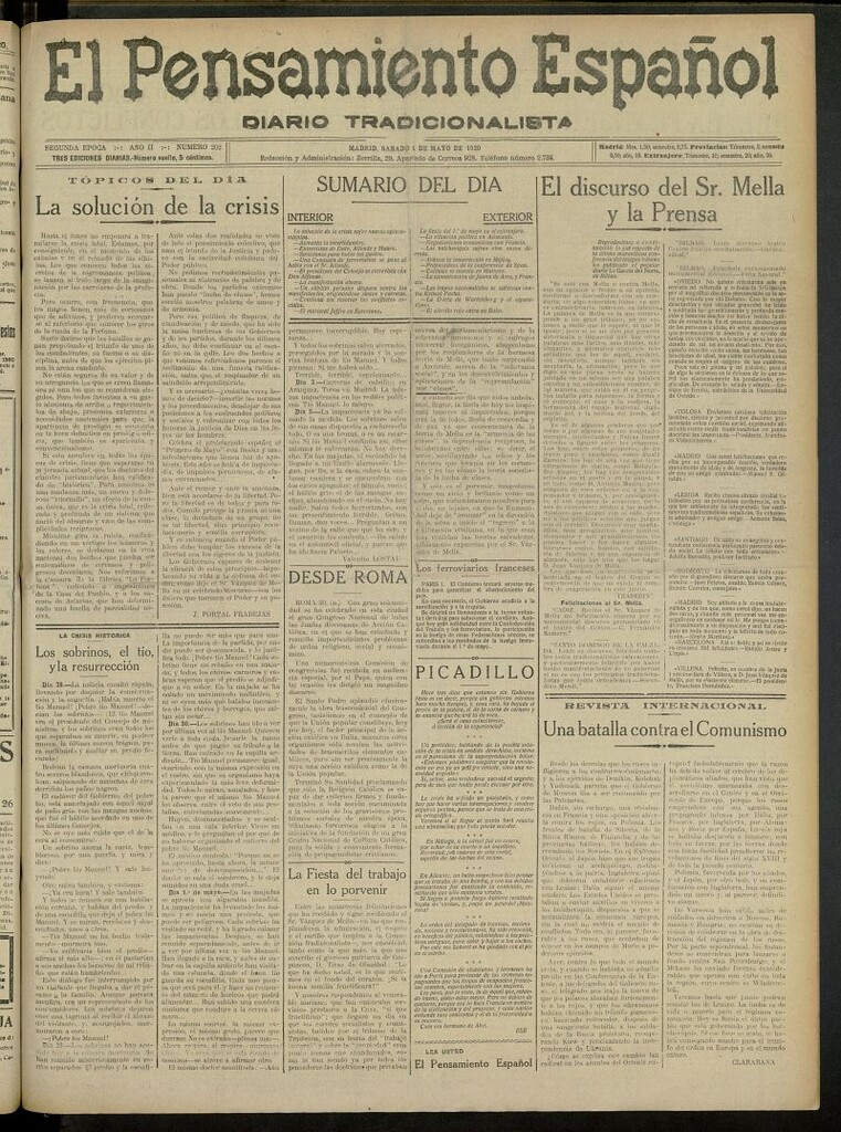 Miniatura de El Pensamiento Español del 1 de mayo de 1920, nº 202