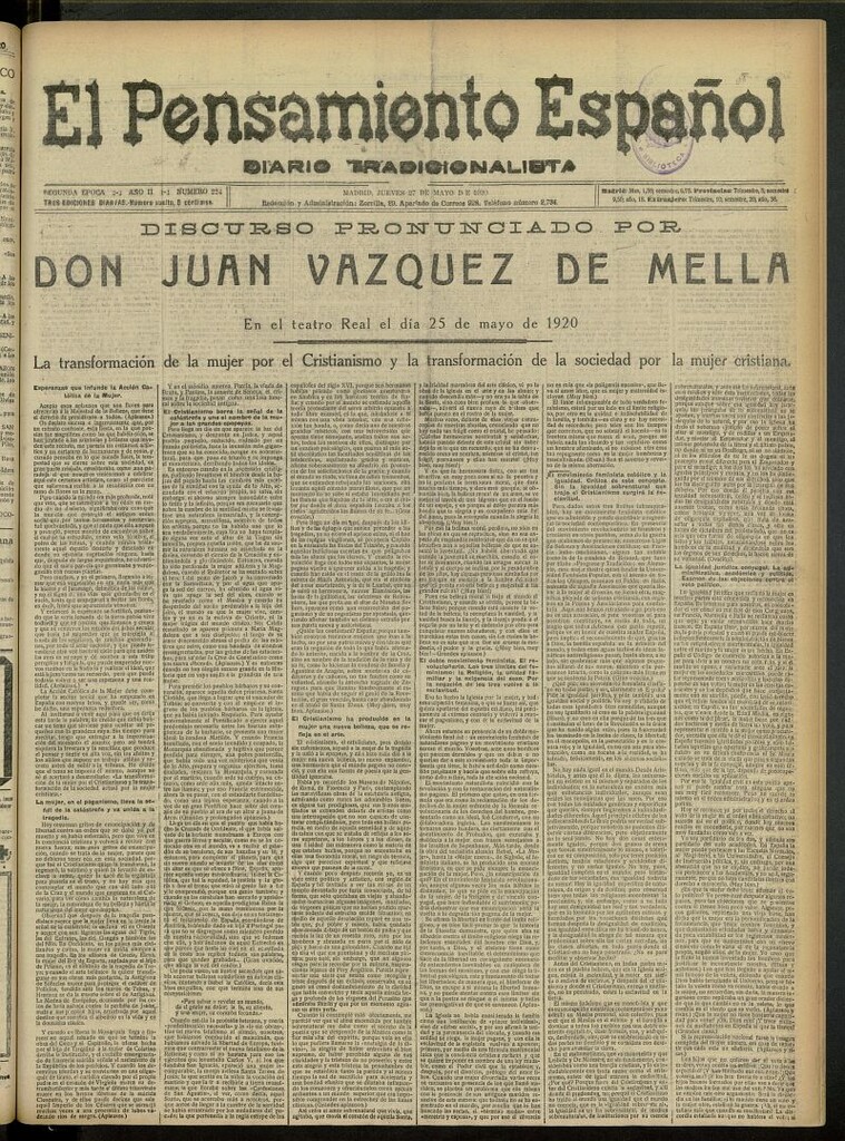 Miniatura de El Pensamiento Español del 27 de mayo de 1920, nº 224