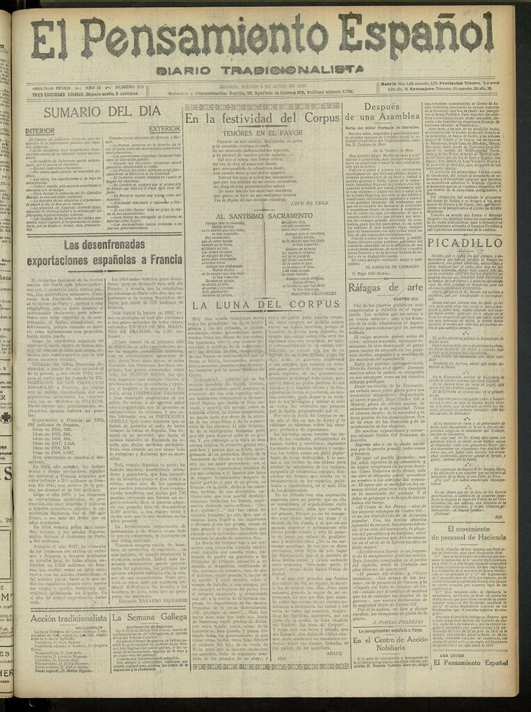 Miniatura de El Pensamiento Español del 3 de junio de 1920, nº 230