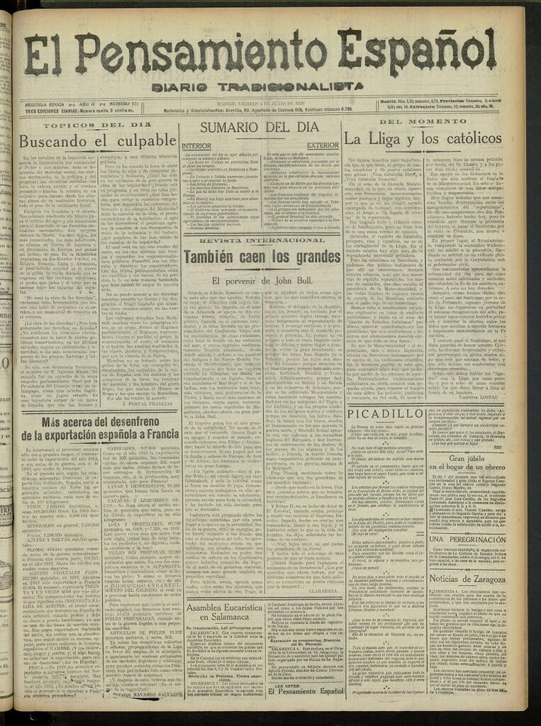 Miniatura de El Pensamiento Español del 4 de junio de 1920, nº 231