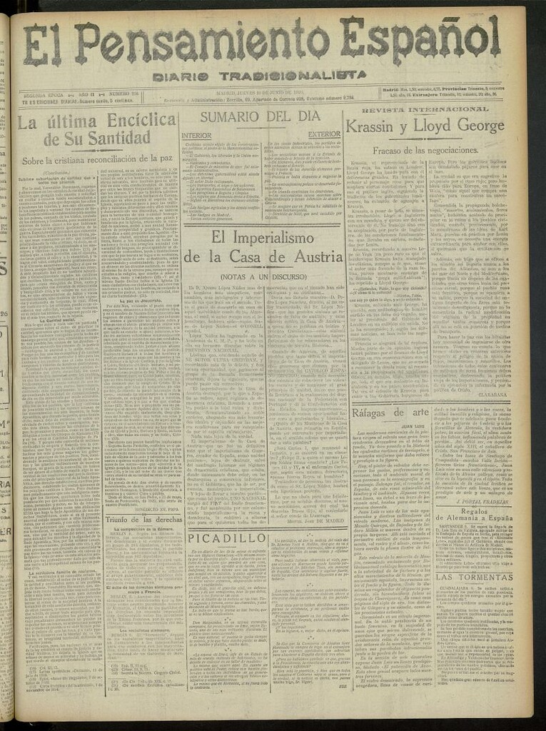 Miniatura de El Pensamiento Español del 10 de junio de 1920, nº 236
