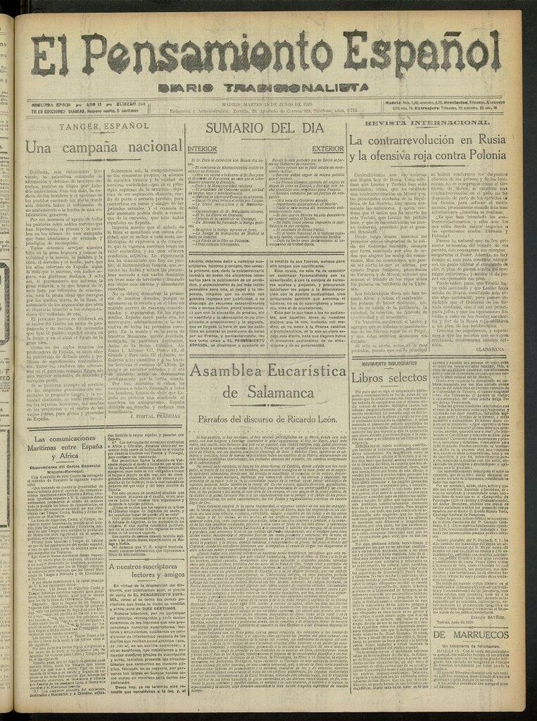 Miniatura de El Pensamiento Españoldel 15 de junio de 1920, nº 240