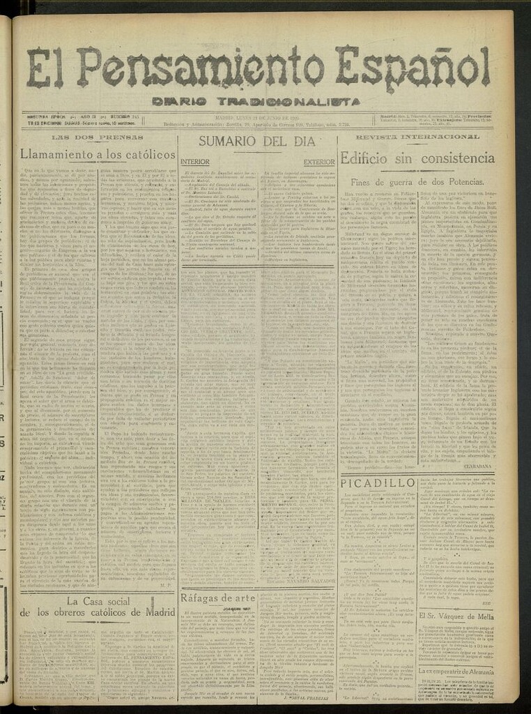 Miniatura de El Pensamiento Español del 21 de junio de 1920, nº 245