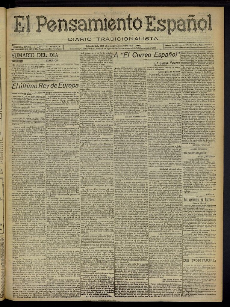 Miniatura de El Pensamiento Español del 23 de septiembre de 1919, nº 8