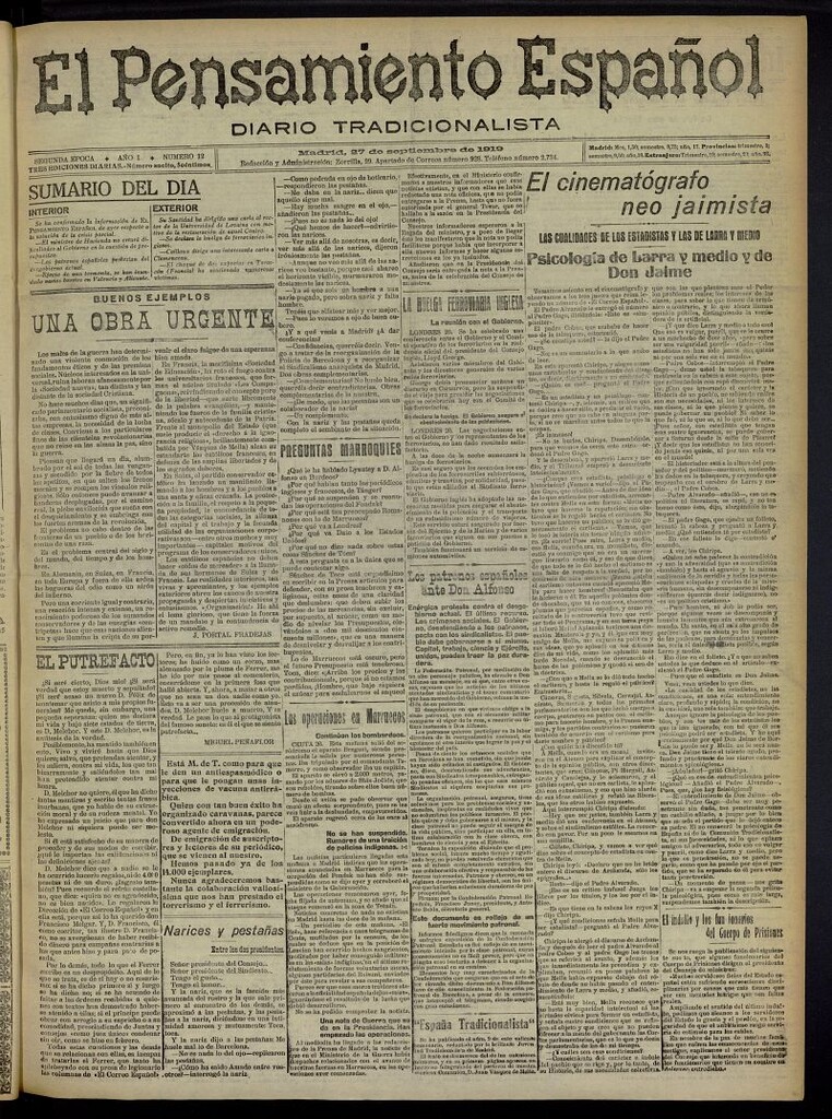 Miniatura de El Pensamiento Español del 27 de septiembre de 1919, nº 12