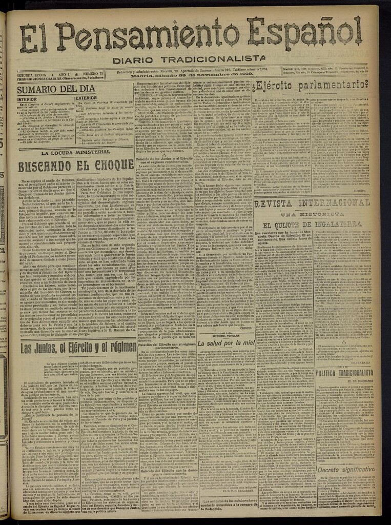 Miniatura de El Pensamiento Español del 29 de noviembre de 1919, nº 75