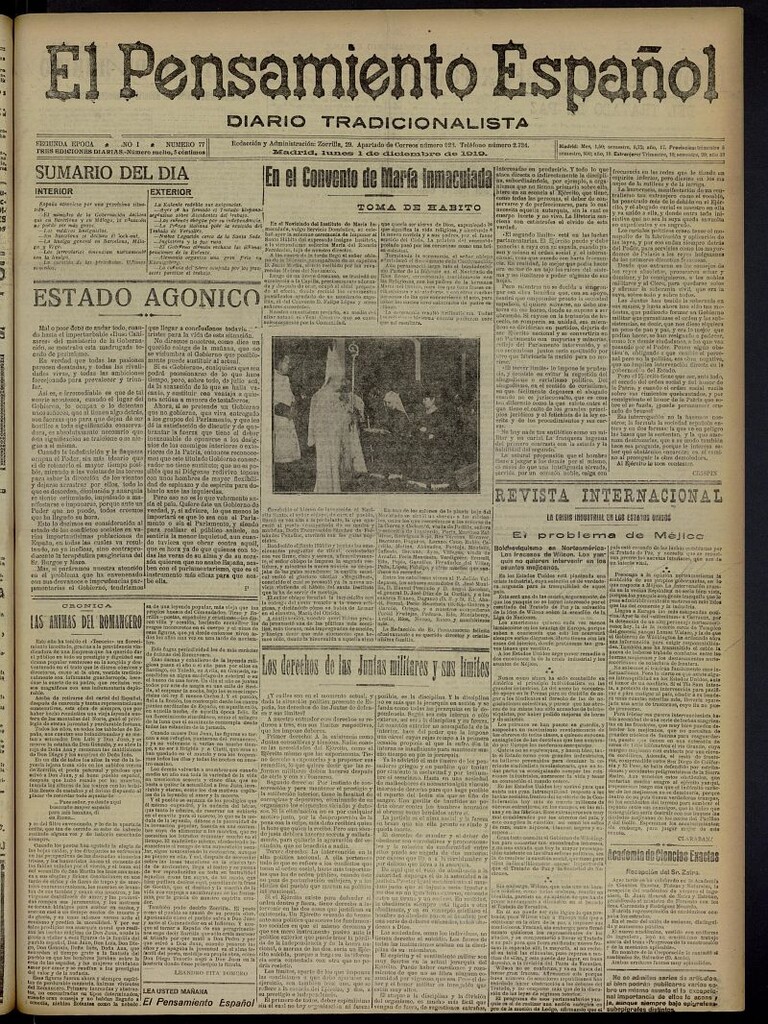 Miniatura de El Pensamiento Español del 1 de diciembre de 1919, nº 77