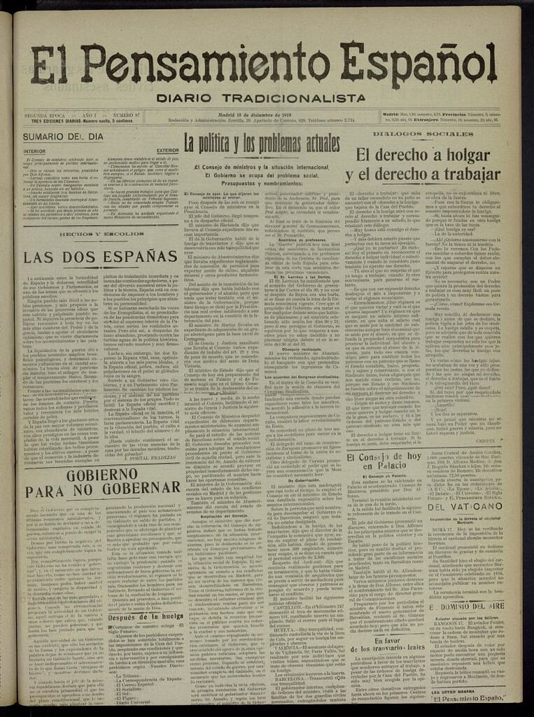 Miniatura de El Pensamiento Español del 18 de diciembre de 1919, nº 87