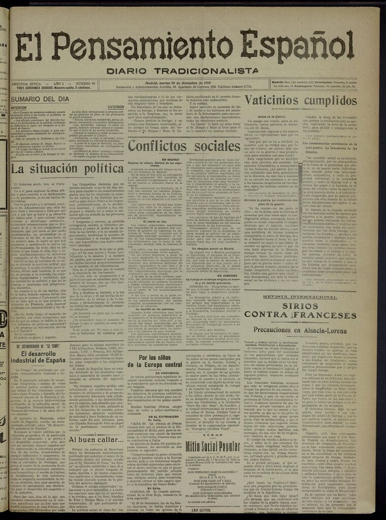 Miniatura de El Pensamiento Español del 30 de diciembre de 1919, nº 98