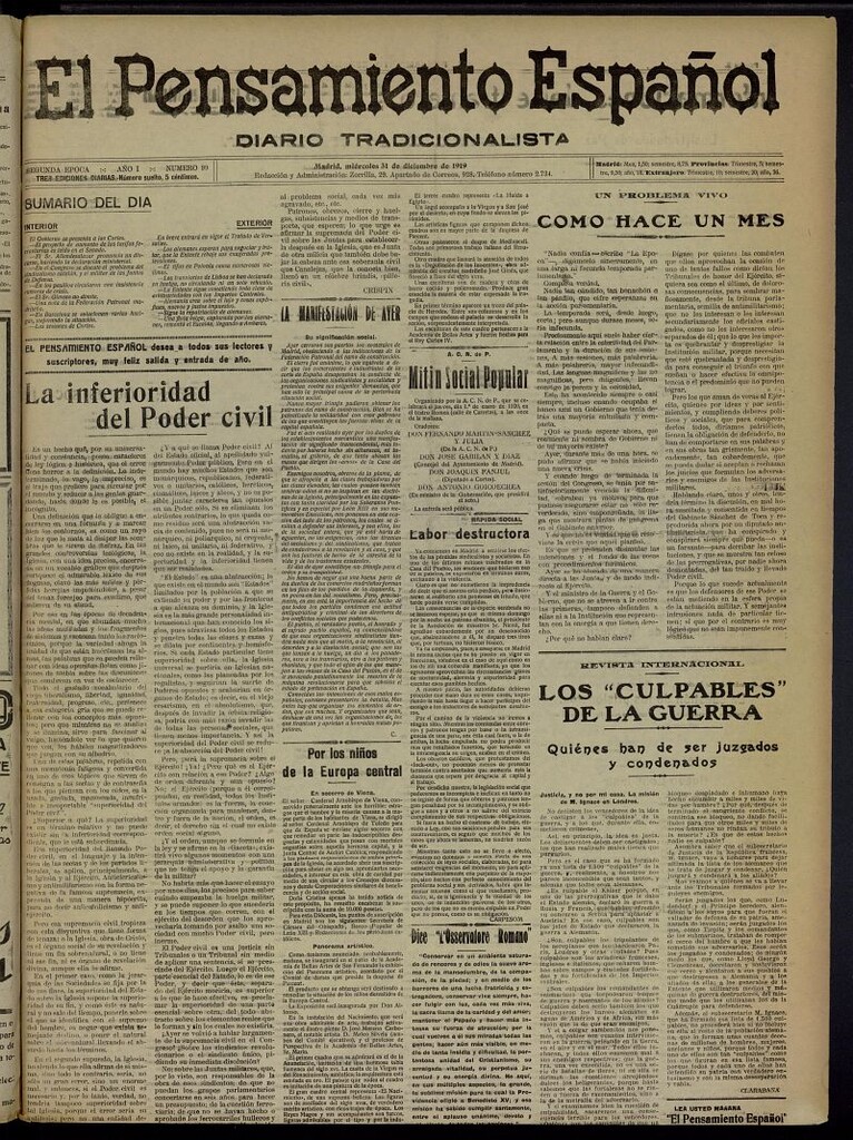 Miniatura de El Pensamiento Español del 31 de diciembre de 1919, nº 99