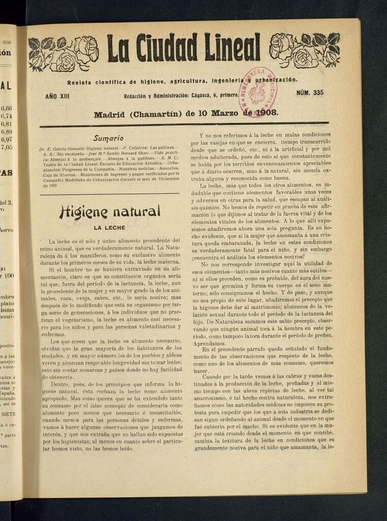 Miniatura de La Ciudad Lineal : órgano oficial de la Compañía Madrileña de Urbanización del 10 de marzo de 1908