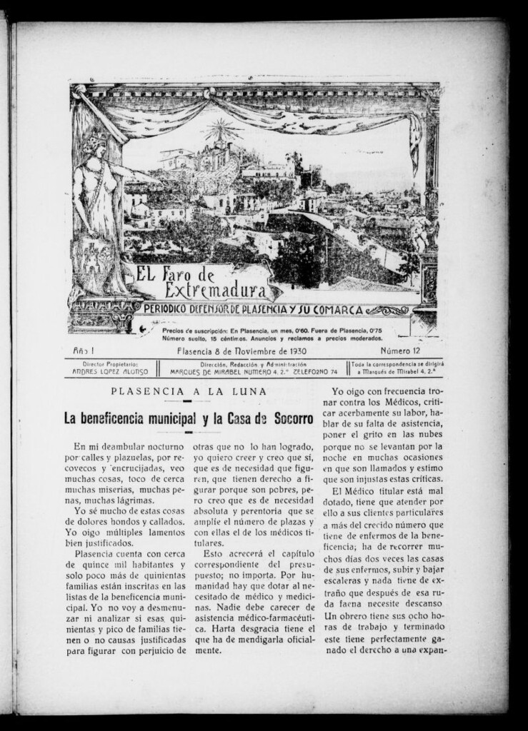 Miniatura de El Faro de Extremadura del 8 de noviembre de 1930, nº 12