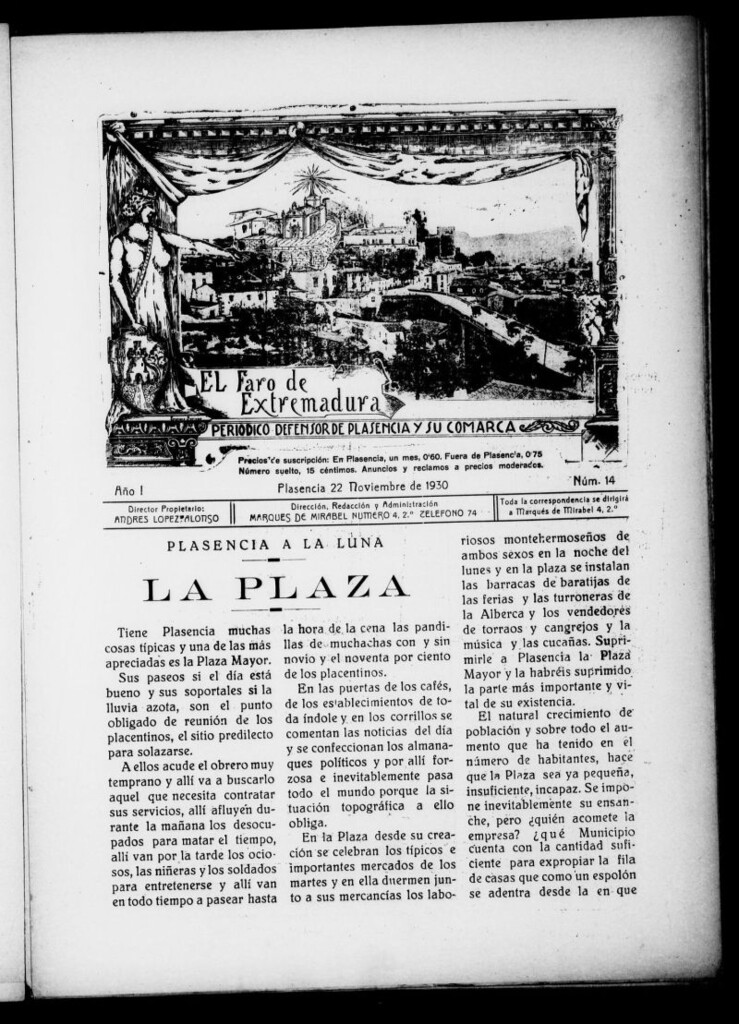 Miniatura de El Faro de Extremadura del 22 de noviembre de 1930, nº 14