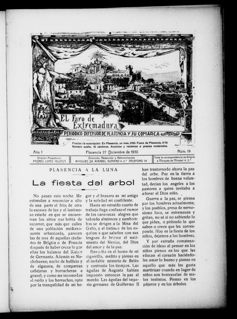 Miniatura de El Faro de Extremadura del 27 de diciembre de 1930, nº 19