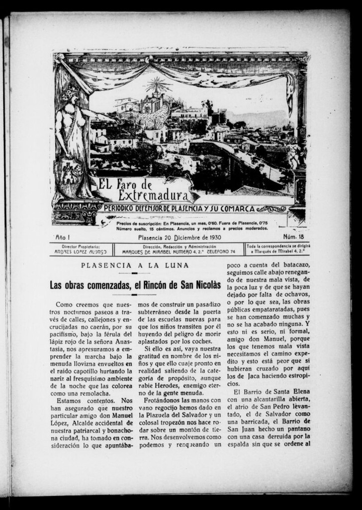 Miniatura de El Faro de Extremadura del 20 de diciembre de 1930, nº 18