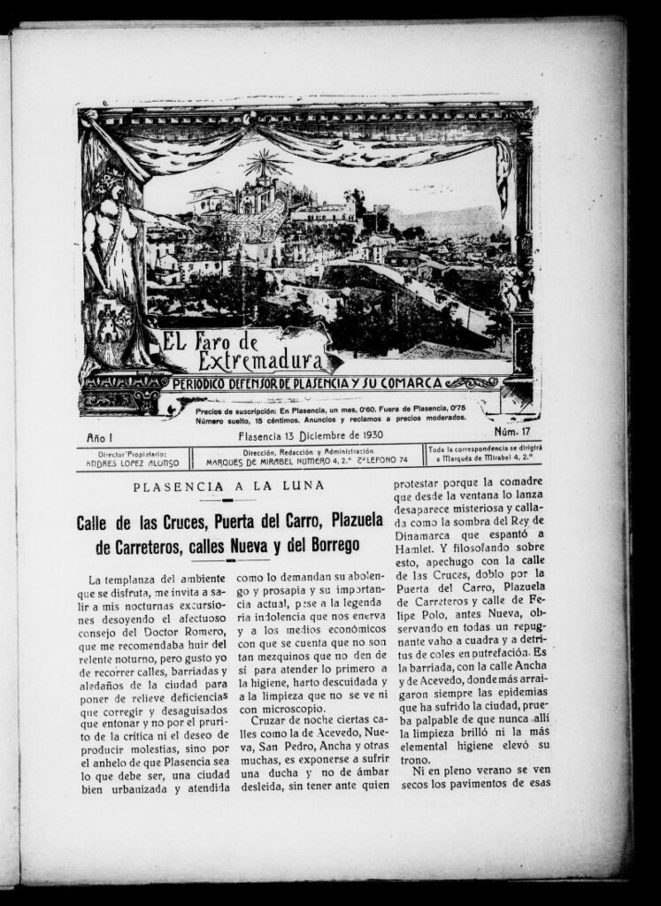 Miniatura de El Faro de Extremadura del 13 de diciembre de 1930, nº 17