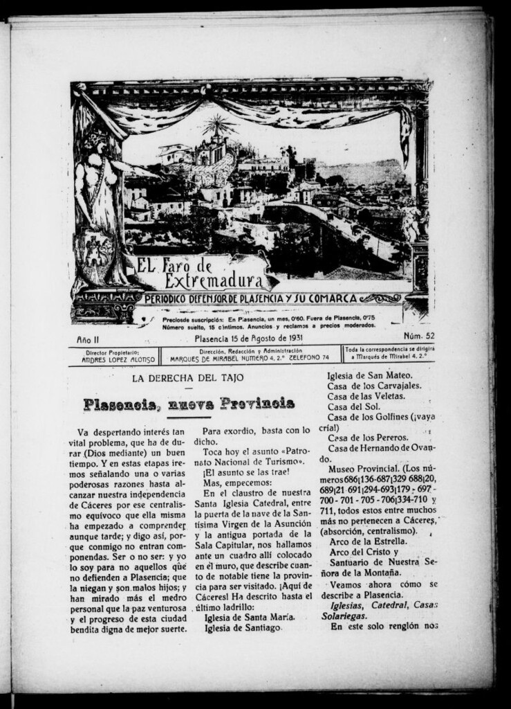 Miniatura de El Faro de Extremadura del 15 de agosto de 1931, nº 52