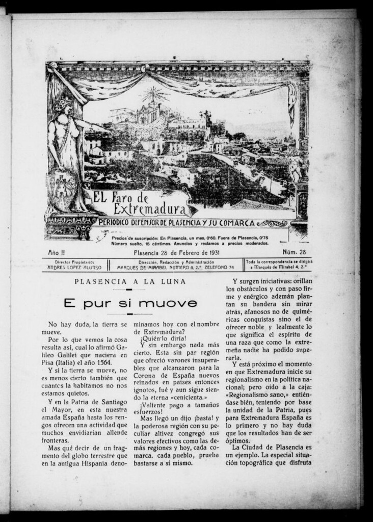Miniatura de El Faro de Extremadura del 28 de febrero de 1931, nº 28