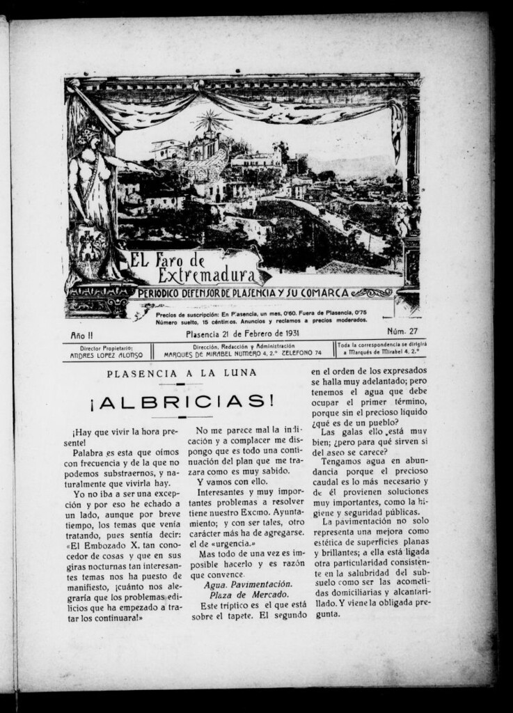 Miniatura de El Faro de Extremadura del 21 de febrero de 1931, nº 27