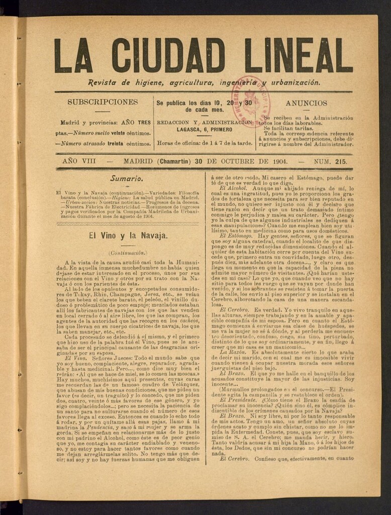 Miniatura de La Ciudad Lineal : órgano oficial de la Compañía Madrileña de Urbanización del 30 de octubre de 1904
