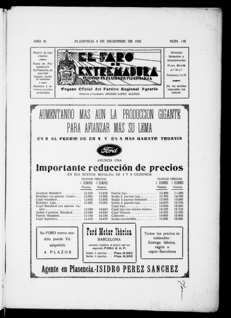 Miniatura de El Faro de Extremadura del 5 de diciembre de 1932, nº 115