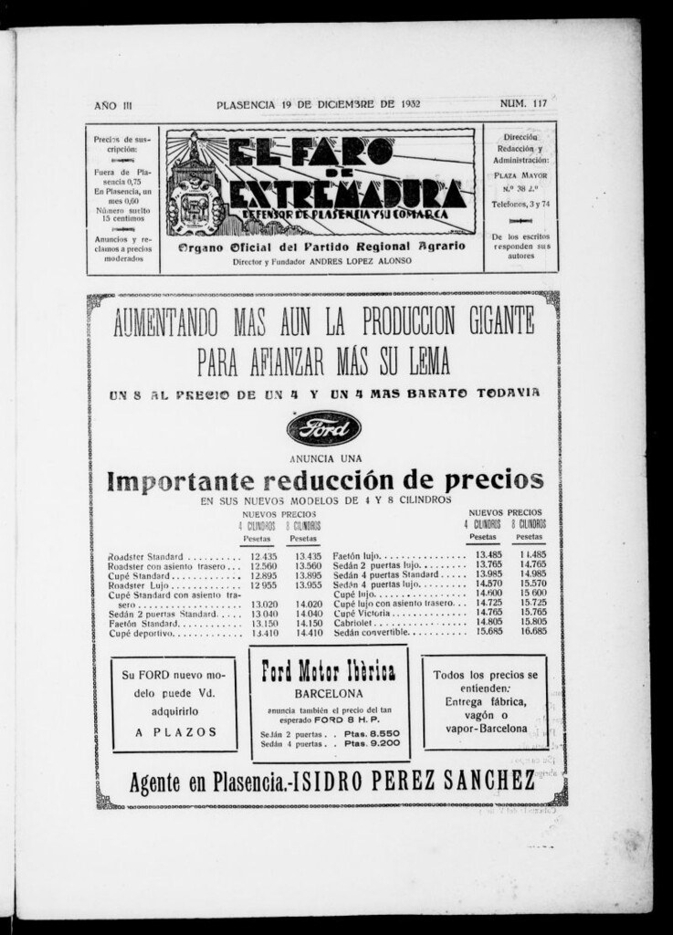 Miniatura de El Faro de Extremadura del 19 de diciembre de 1932, nº 117