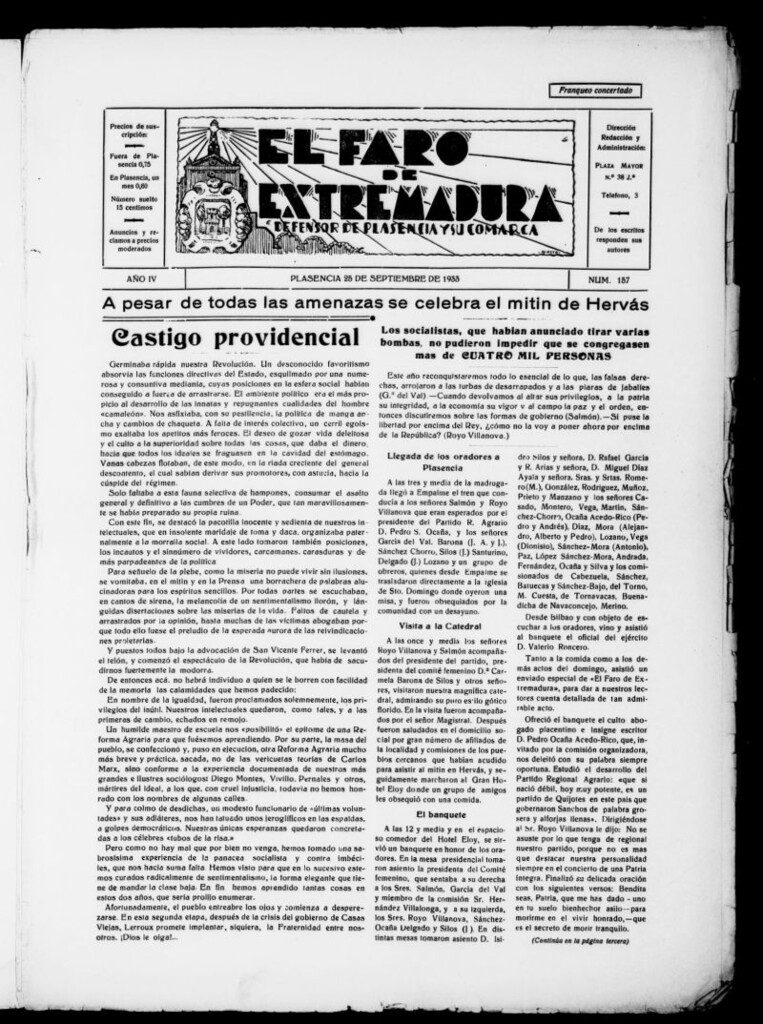 Miniatura de El Faro de Extremadura del 25 de septiembre de 1933, nº 157
