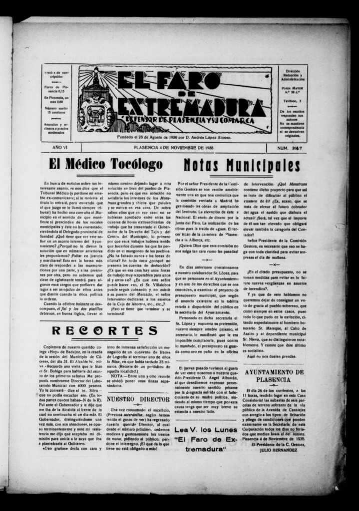 Miniatura de El Faro de Extremadura del 4 de noviembre de 1935, nº 269