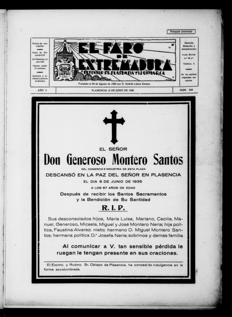 Miniatura de El Faro de Extremadura del 12 de junio de 1935, nº 248