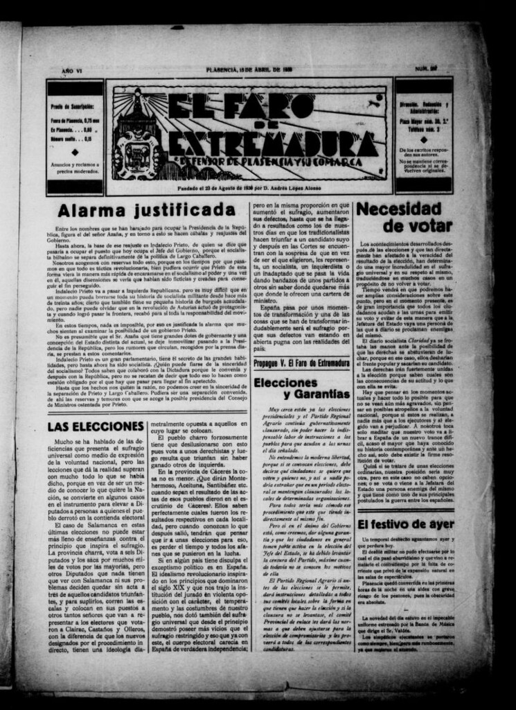 Miniatura de El Faro de Extremadura del 15 de abril de 1936, nº 287