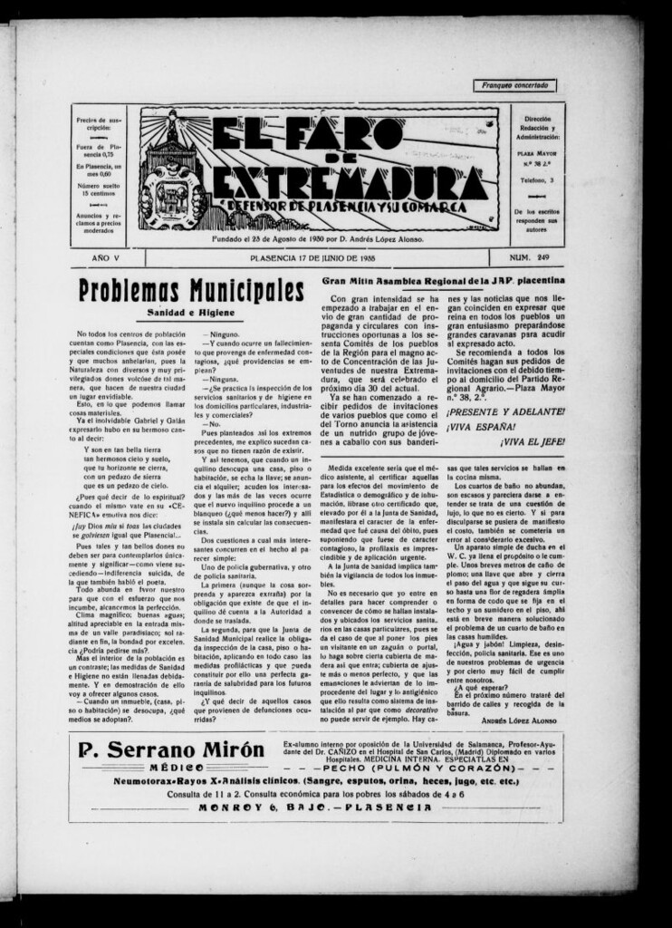 Miniatura de El Faro de Extremadura del 17 de junio de 1935, nº 249