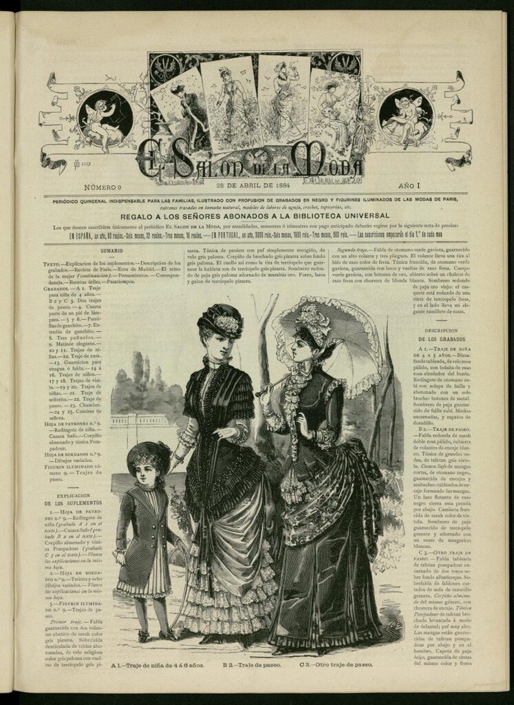 Miniatura de El Salón de la Moda : periódico quincenal indispensable para las familias del 28 de abril de 1884, nº 9