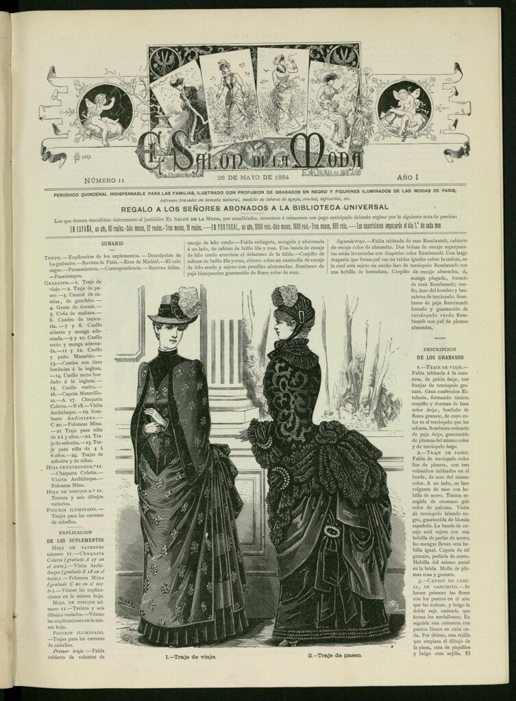 Miniatura de El Salón de la Moda : periódico quincenal indispensable para las familias del 26 de mayo de 1884, nº 11