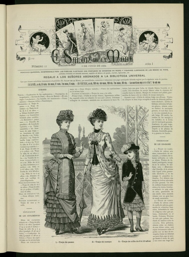 Miniatura de El Salón de la Moda : periódico quincenal indispensable para las familias del 9 de junio de 1884, nº 12