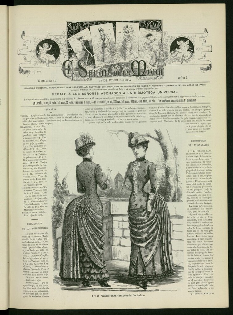Miniatura de El Salón de la Moda : periódico quincenal indispensable para las familias del 23 de junio de 1884, nº 13