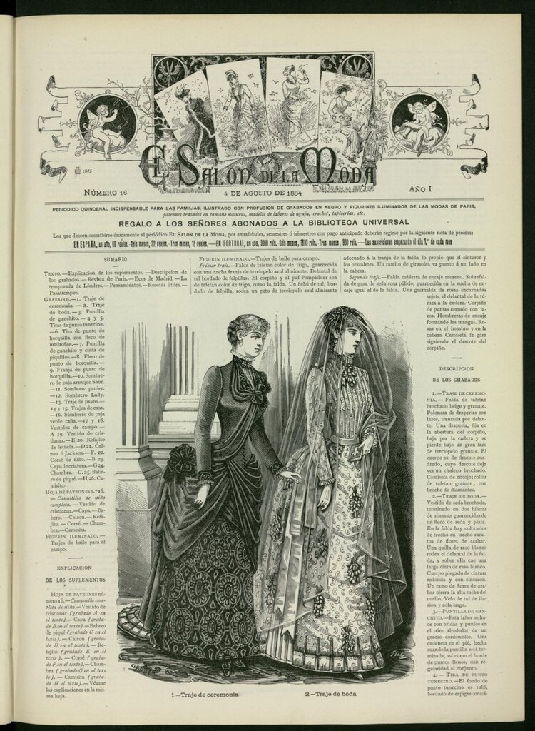 Miniatura de El Salón de la Moda : periódico quincenal indispensable para las familias del 4 de agosto de 1884, nº 16