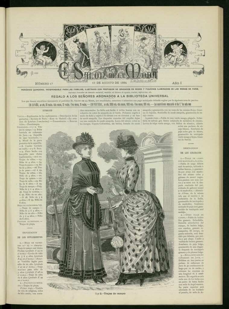 Miniatura de El Salón de la Moda : periódico quincenal indispensable para las familias del 18 de agosto de 1884, nº 17