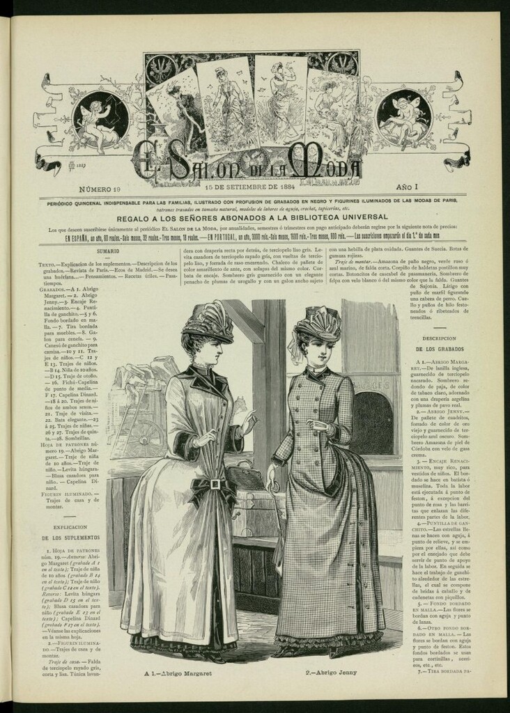 Miniatura de El Salón de la Moda : periódico quincenal indispensable para las familias del 15 de septiembre de 1884, nº 19