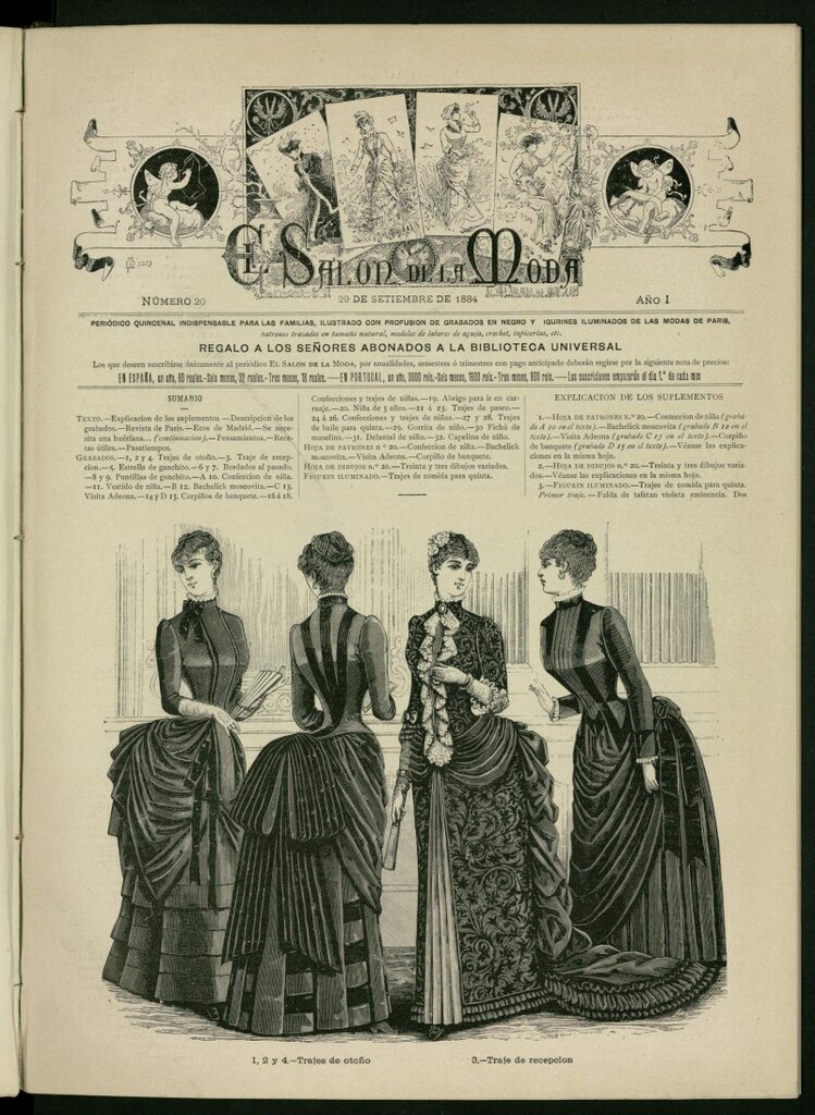 Miniatura de El Salón de la Moda : periódico quincenal indispensable para las familias del 29 de septiembre de 1884, nº 20