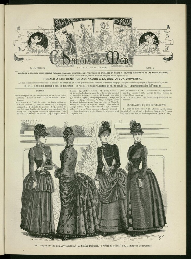 Miniatura de El Salón de la Moda : periódico quincenal indispensable para las familias del 13 de octubre de 1884, nº 21
