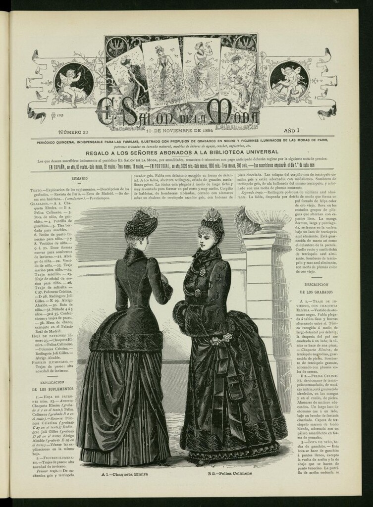Miniatura de El Salón de la Moda : periódico quincenal indispensable para las familias del 10 de noviembre de 1884, nº 23