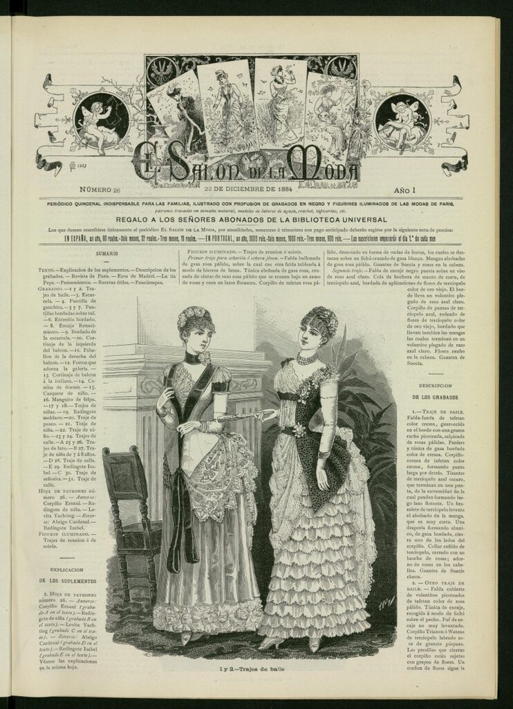 Miniatura de El Salón de la Moda : periódico quincenal indispensable para las familias del 22 de diciembre de 1884, nº 26