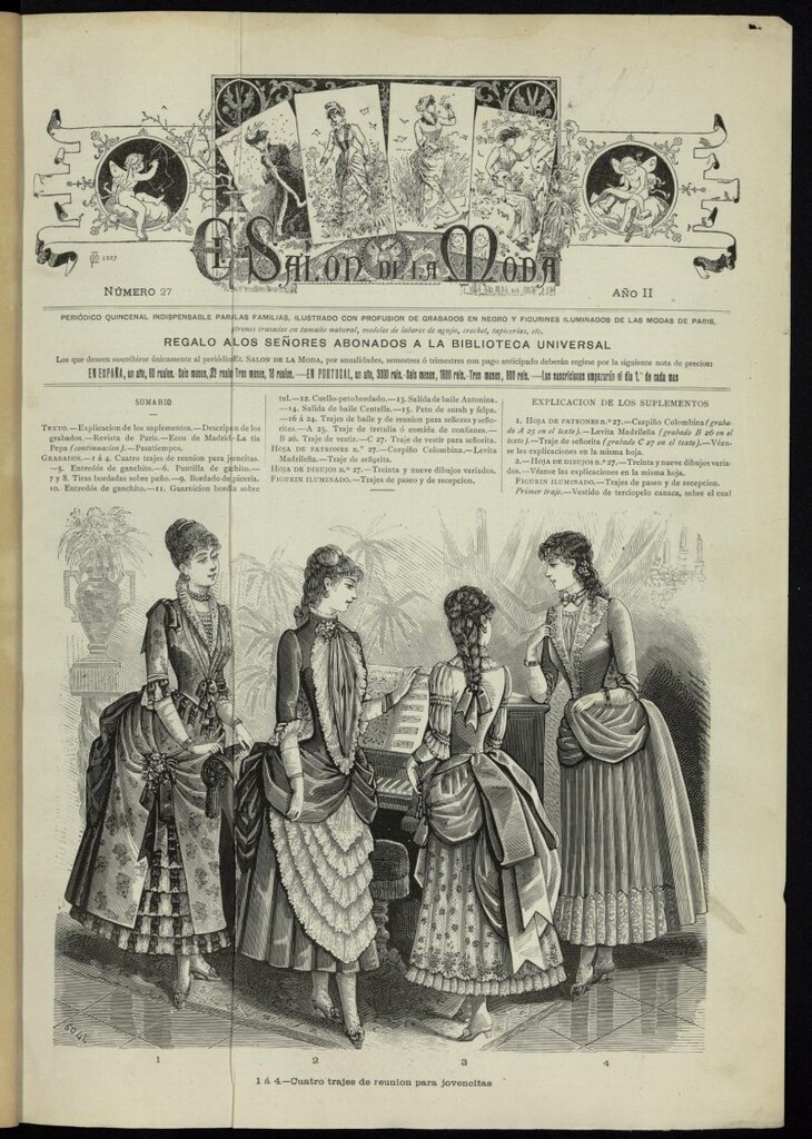 Miniatura de El Salón de la Moda : periódico quincenal indispensable para las familias, 1885, nº 27,año II