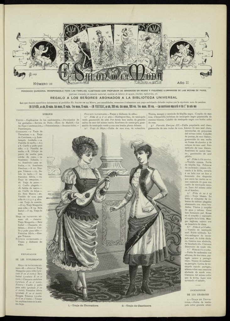 Miniatura de El Salón de la Moda : periódico quincenal indispensable para las familias,1885, nº 28, año II