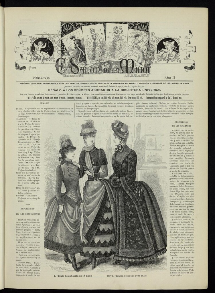 Miniatura de El Salón de la Moda : periódico quincenal indispensable para las familias, 1885, nº 29, año II