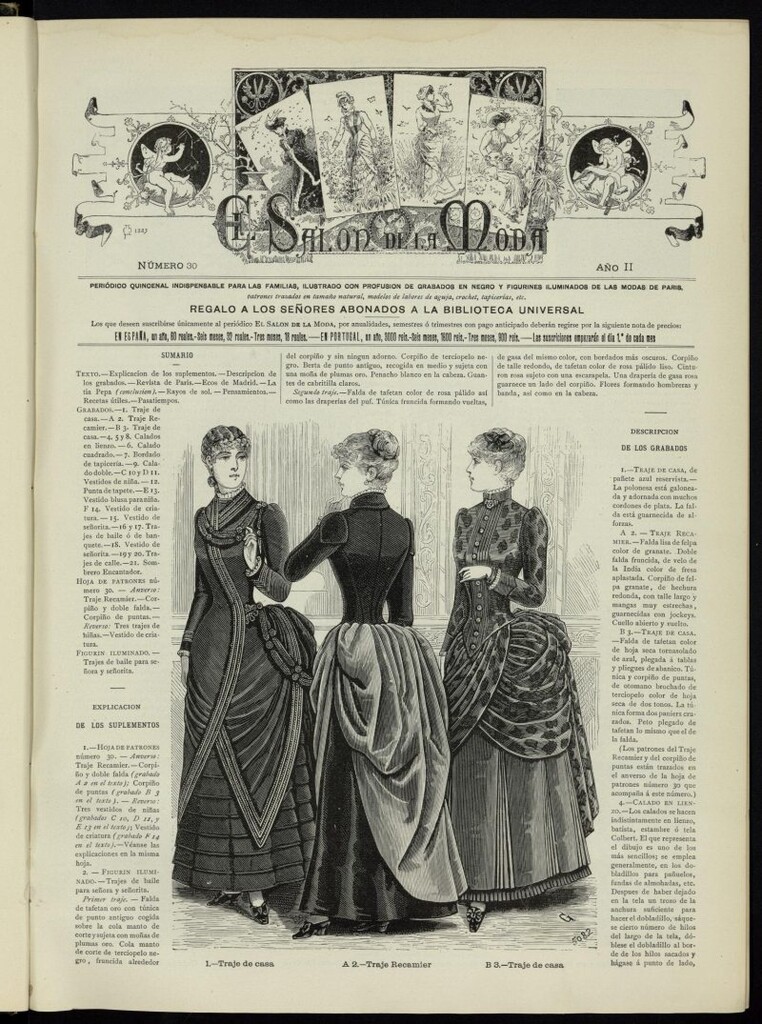 Miniatura de El Salón de la Moda : periódico quincenal indispensable para las familias, 1885, nº 30, año II